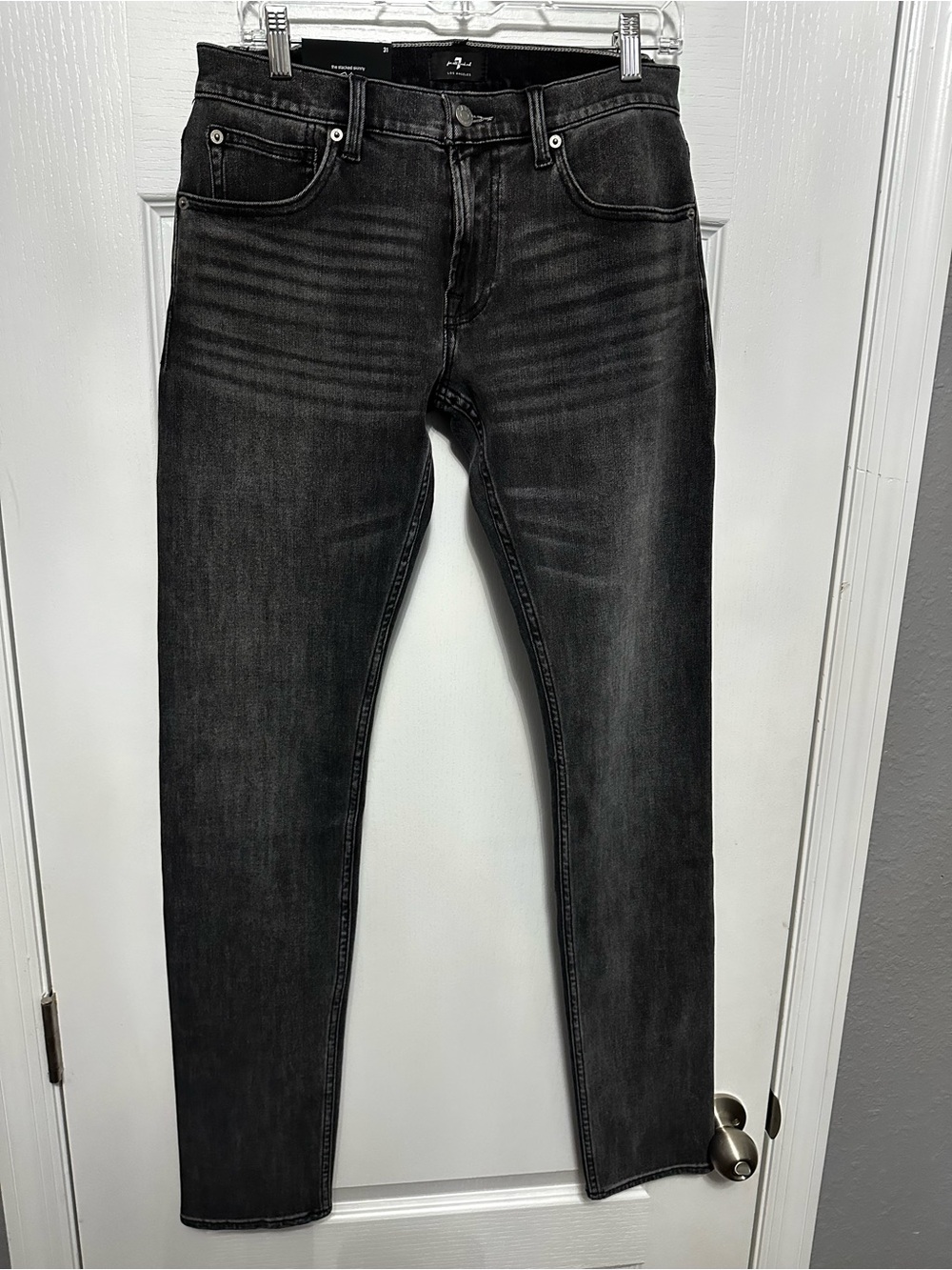 NWT 7 For All Mankind Men’s The Stacked Skinny Jeans Faded Black Size 31